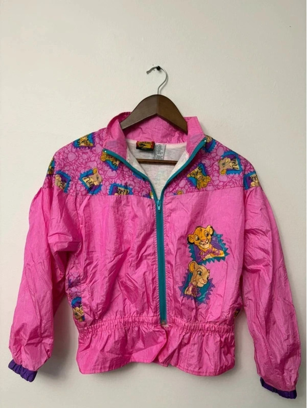Vintage 90s Disney The Lion King Simba & Nala Pink Windbreaker Jacket